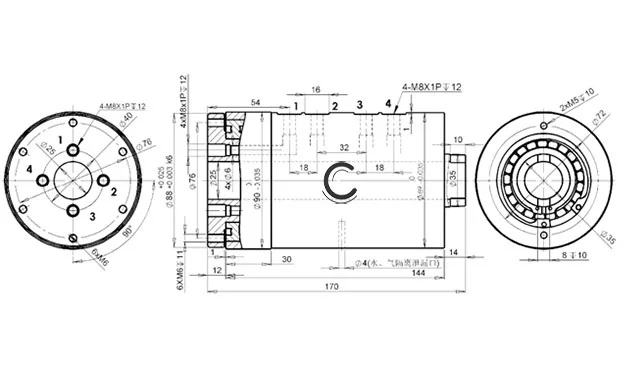Y4 type four way hydraulic rotary joint