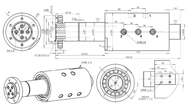 Y5 type five way hydraulic swivel union